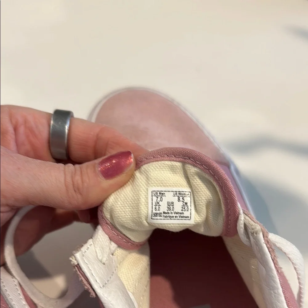 Vans Women's Pink and White Sneakers - Picture 2 of 3